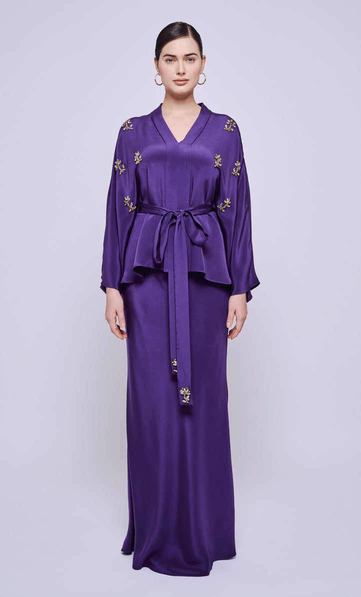 Norah 2.0 Beaded Set - Purple Heavy Crepe