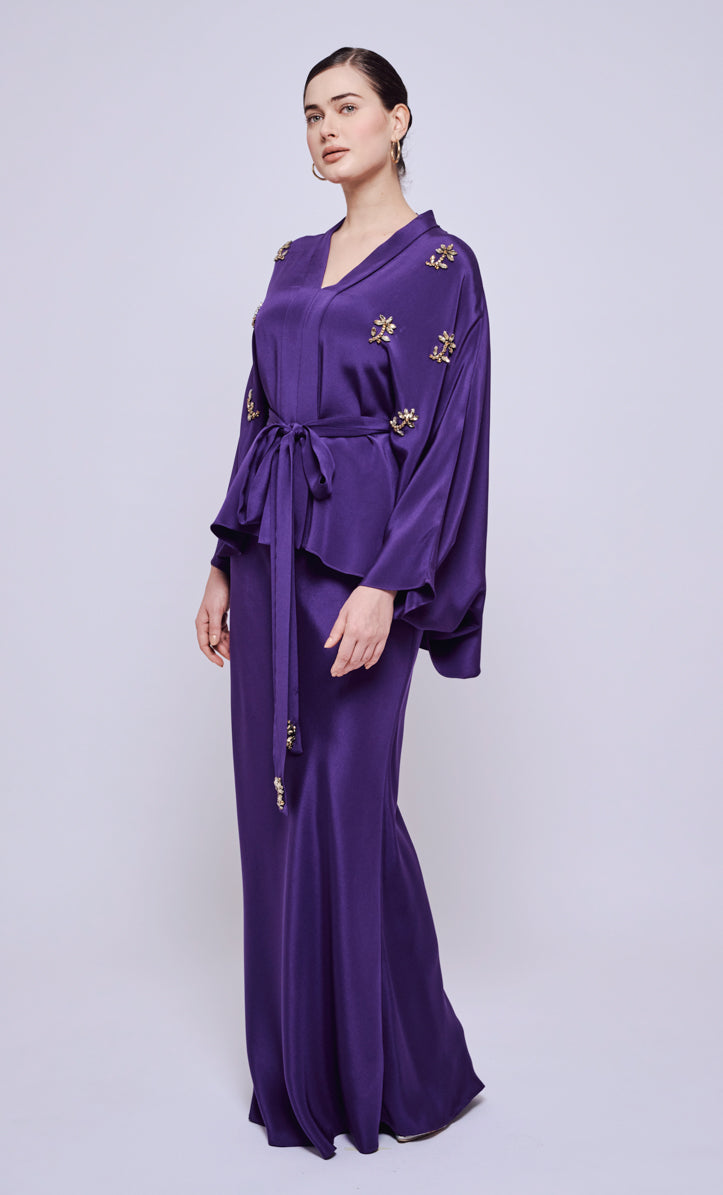 Norah 2.0 Beaded Set - Purple Heavy Crepe