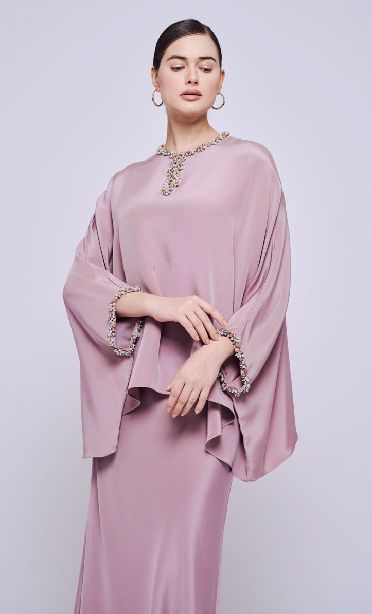 Nalia Beaded Set - Mauve Heavy Crepe