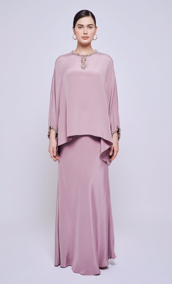 Nalia Beaded Set - Mauve Heavy Crepe