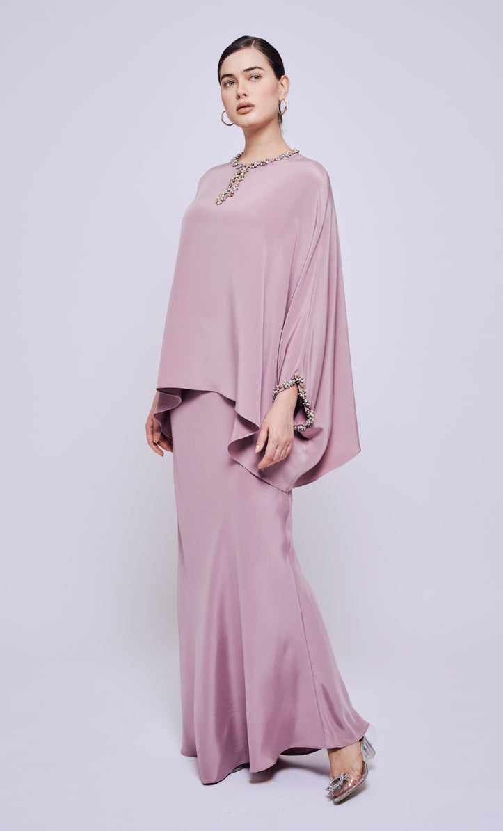 Nalia Beaded Set - Mauve Heavy Crepe