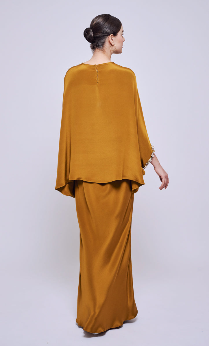 Nalia Beaded Set - Mustard Heavy Crepe