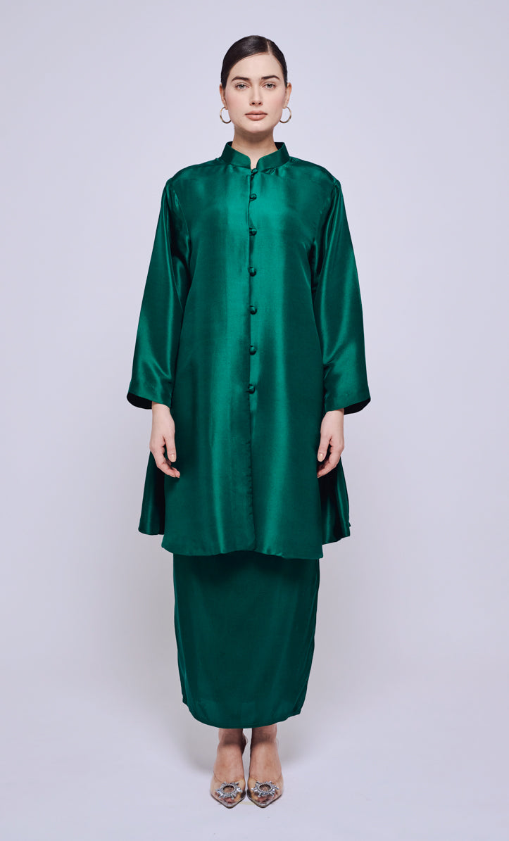 Kebarung Set - Emerald Green Shantung