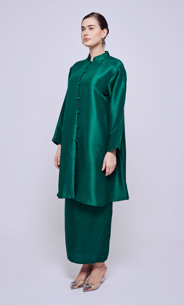 Kebarung Set - Emerald Green Shantung