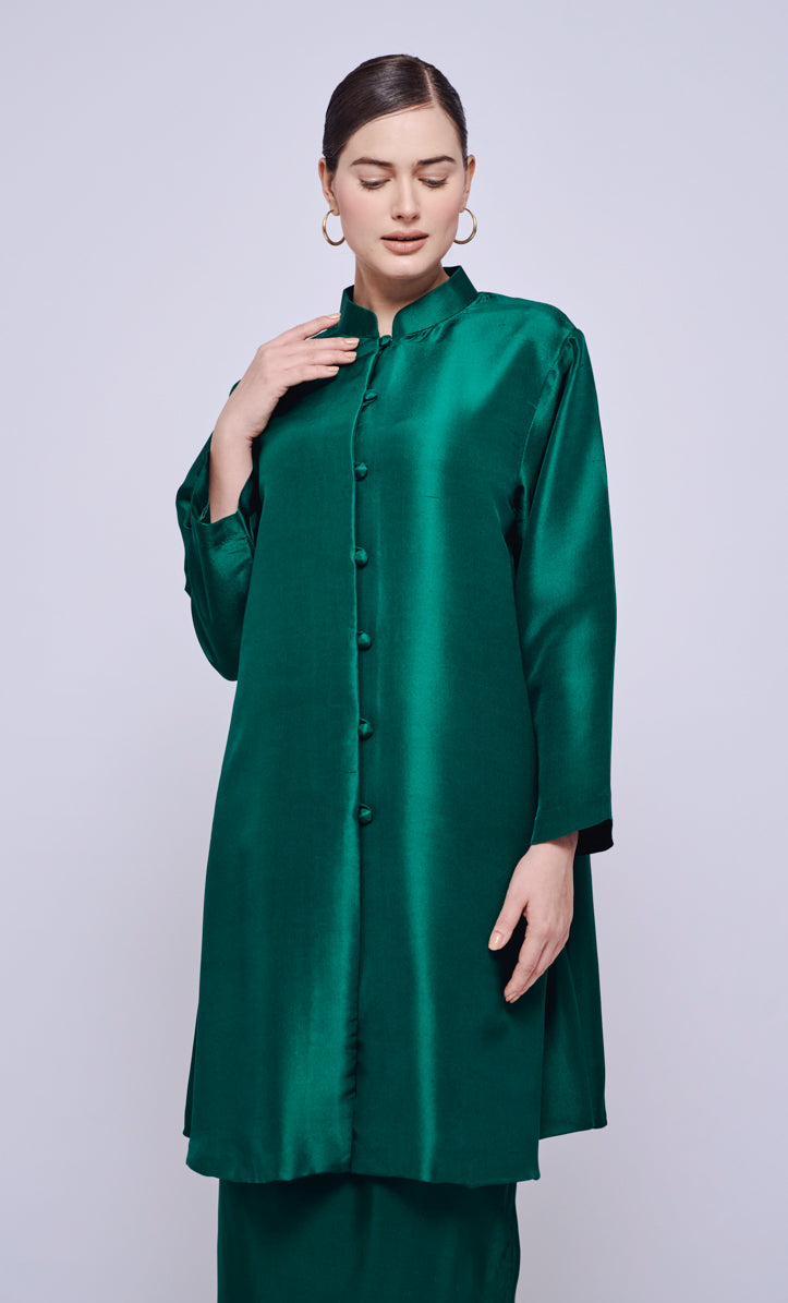 Kebarung Set - Emerald Green Shantung