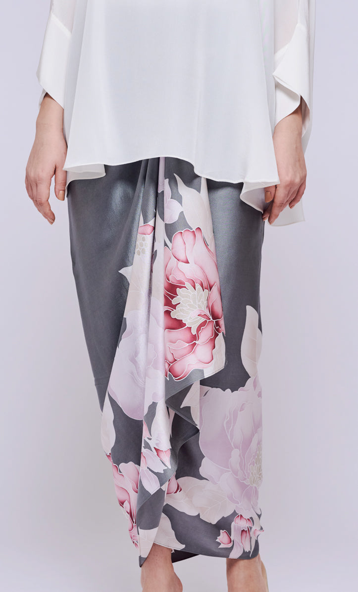 Pareo - Botanic Grey Satin Silk