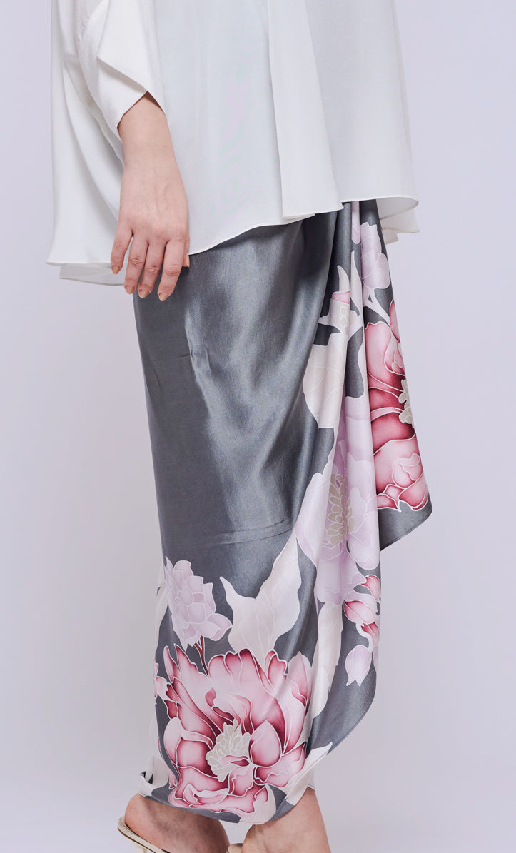 Pareo - Botanic Grey Satin Silk