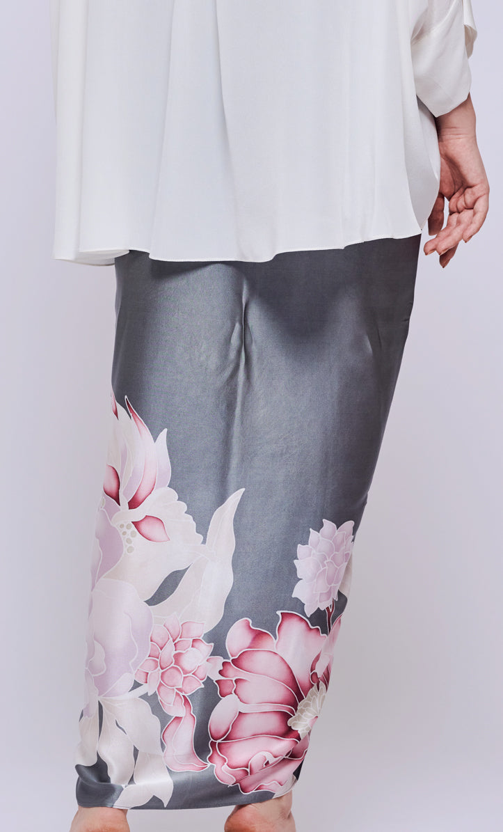 Pareo - Botanic Grey Satin Silk