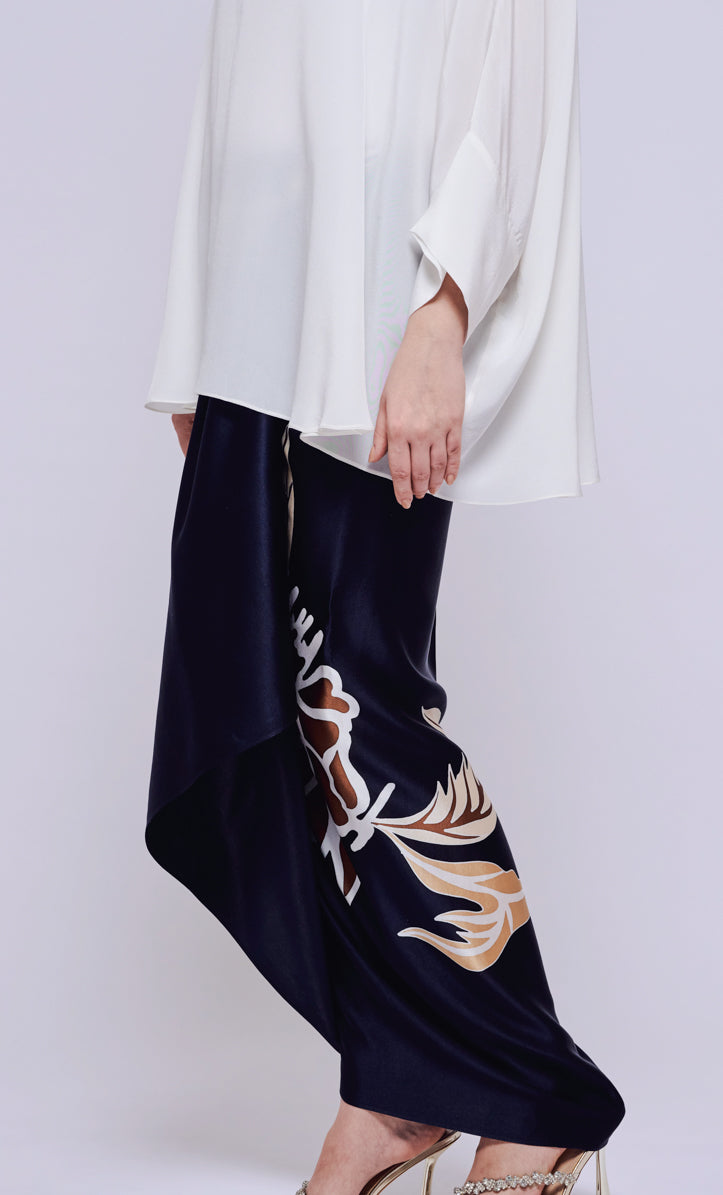 Pareo - The Grand Navy Blue Satin Silk