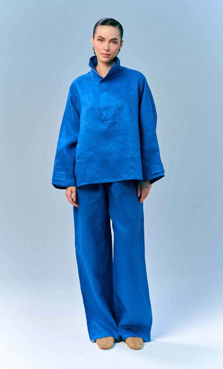 Bomber Top - Blue Linen