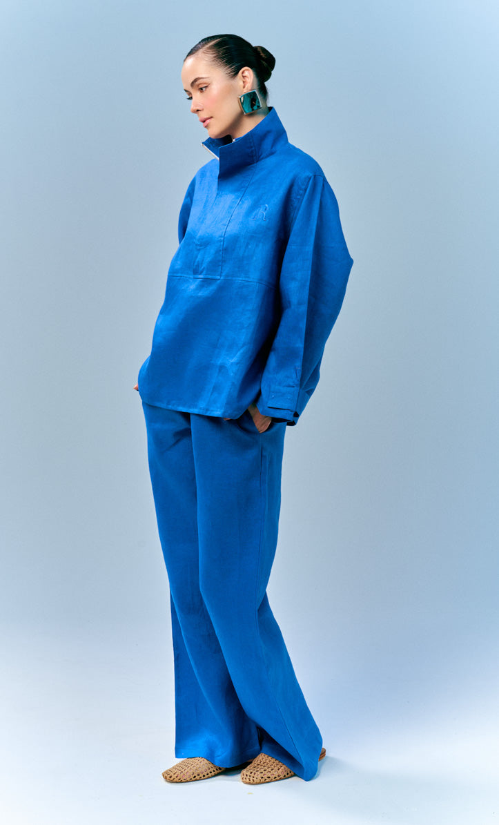 Bomber Top - Blue Linen