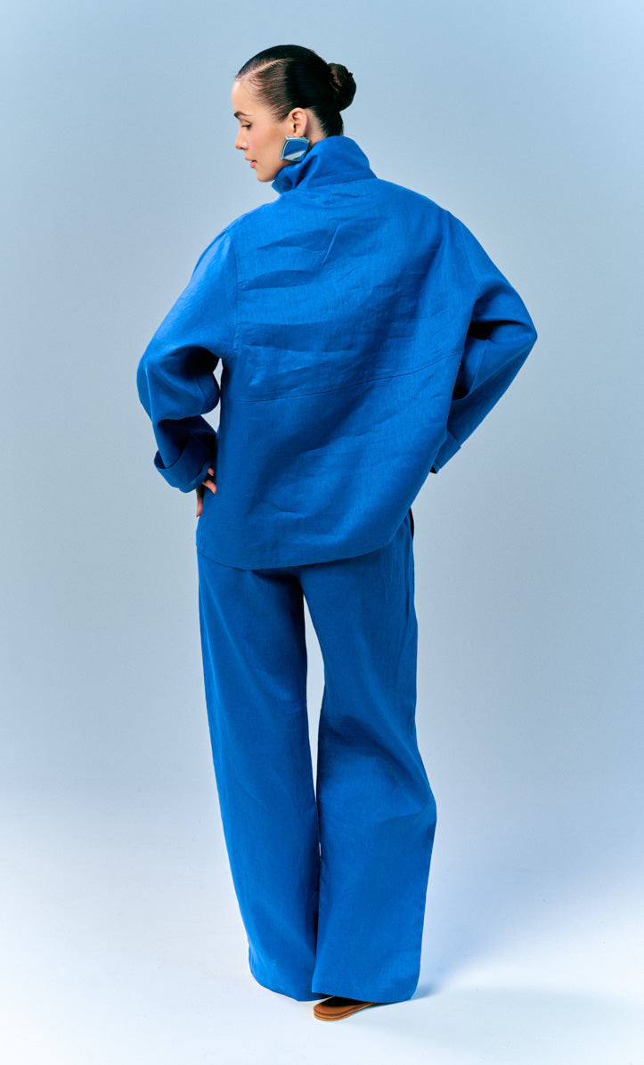 Bomber Top - Blue Linen
