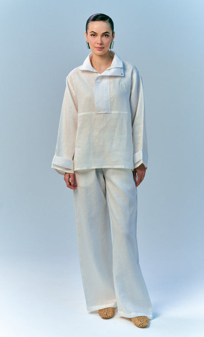 Bomber Top - White Linen