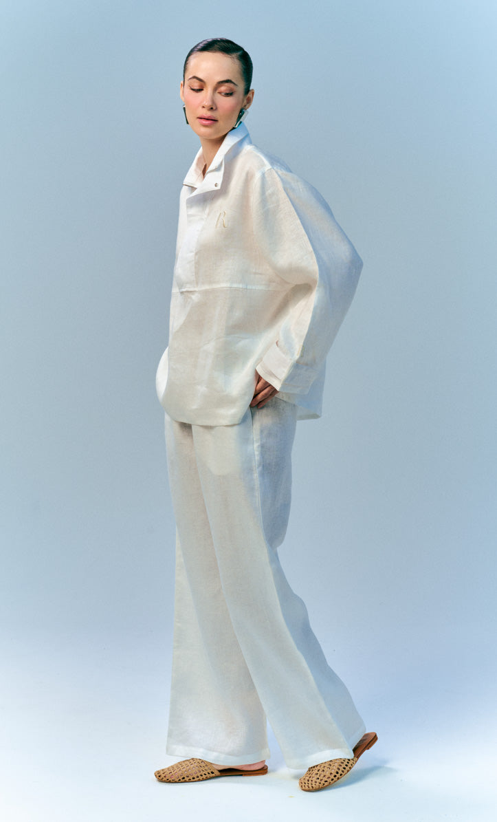 Bomber Top - White Linen
