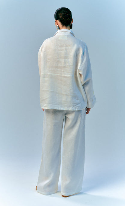 Bomber Top - White Linen