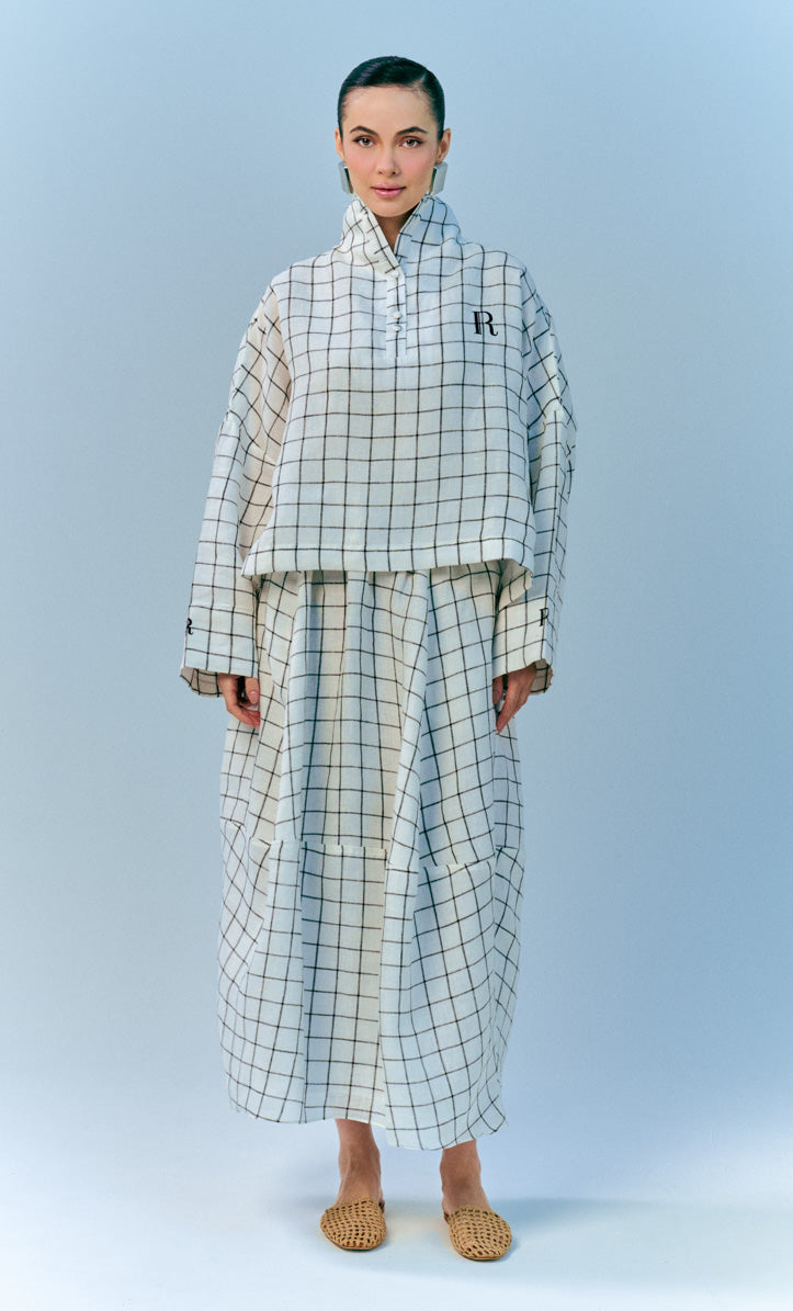 Rare Top with Frill Skirt - Black Checkered