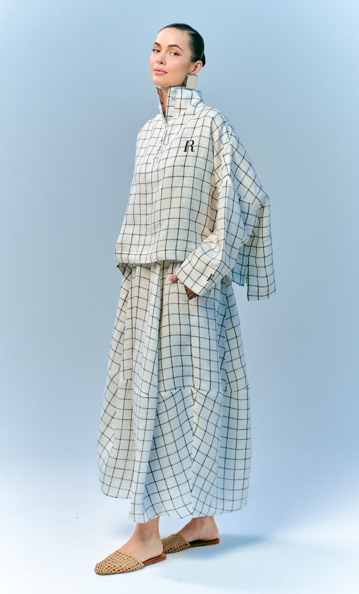 Rare Top with Frill Skirt - Black Checkered