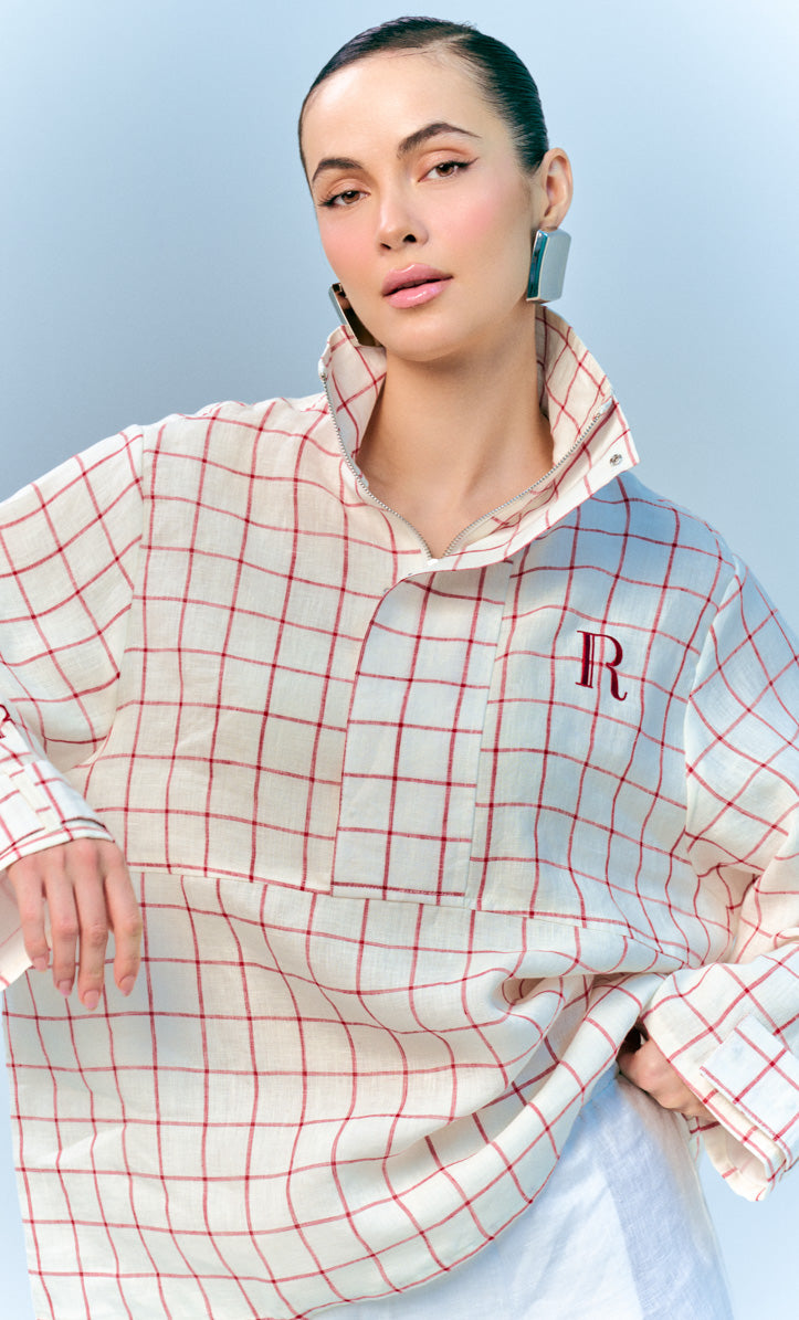Bomber Top - Red Checkered