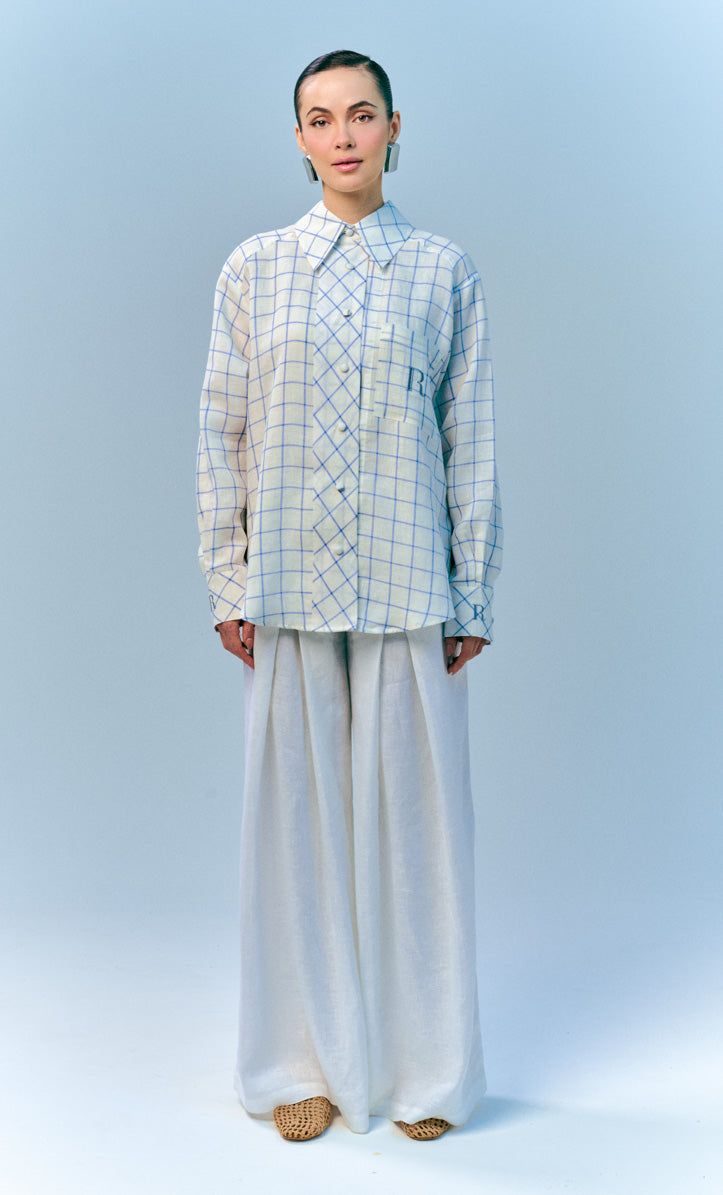 Vera Top - Blue Checkered