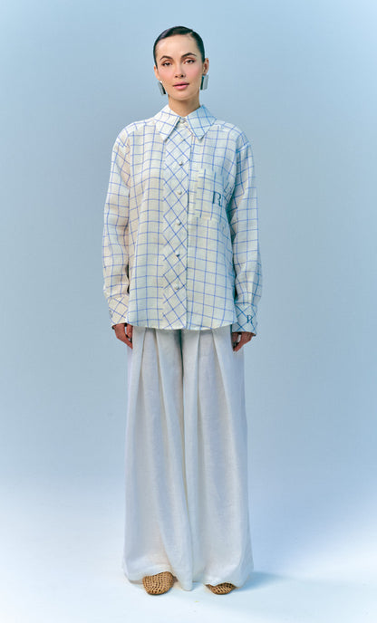 Vera Top - Blue Checkered