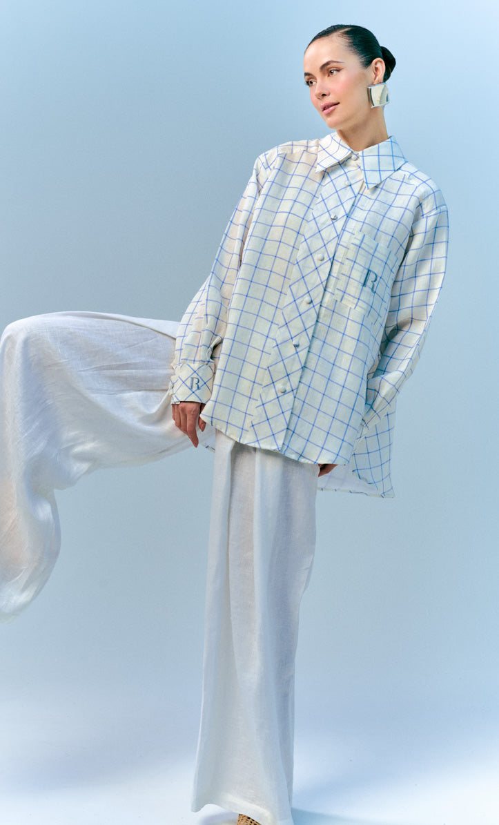 Vera Top - Blue Checkered