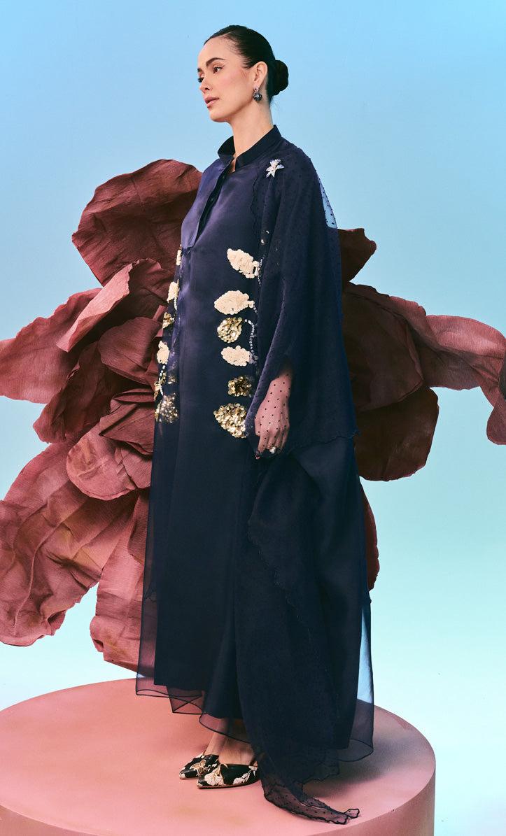 Beaded Navy Blue Melledy Dress