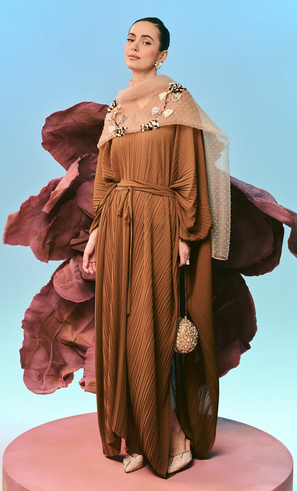 Inara Brown Dress with Ribbon