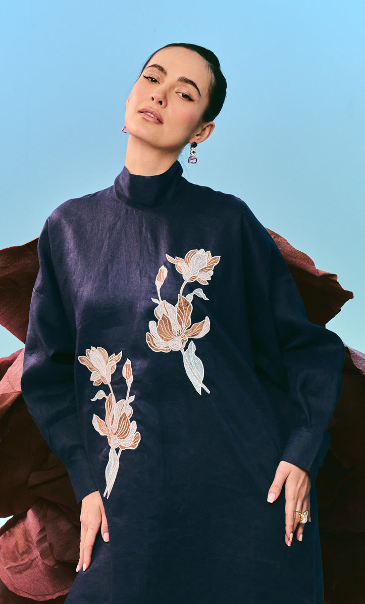 Embroidery Velour Elisa Dress