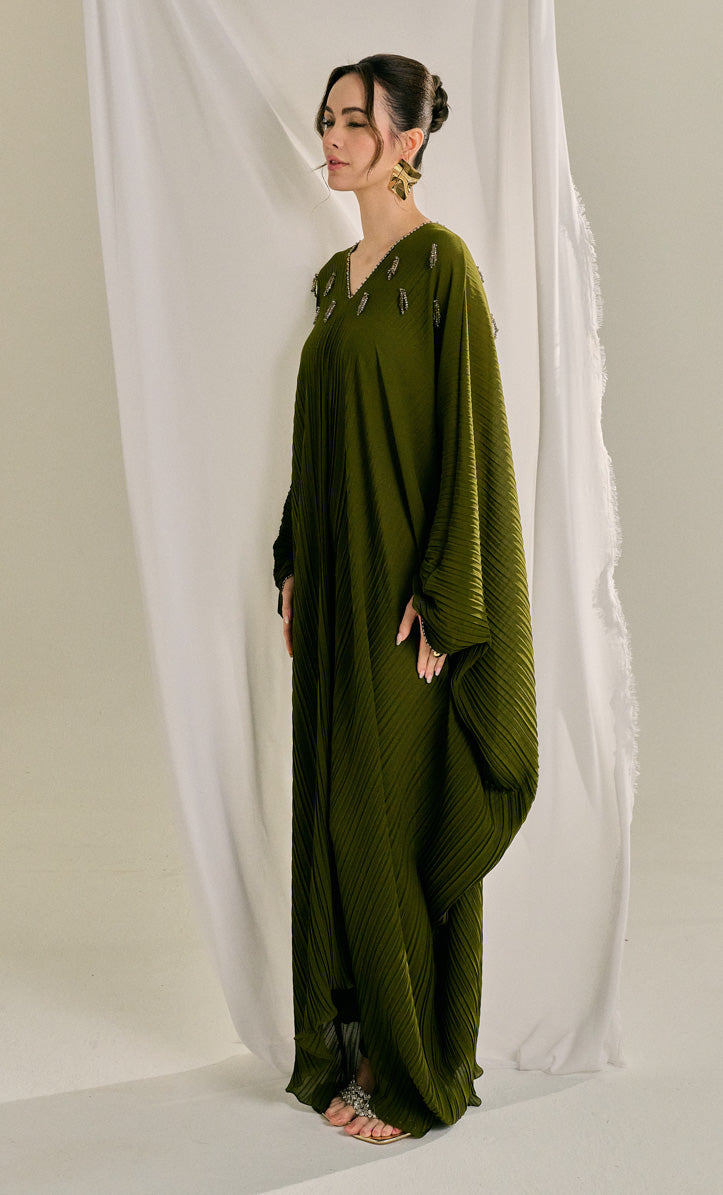 Beaded Olive Inara Dress