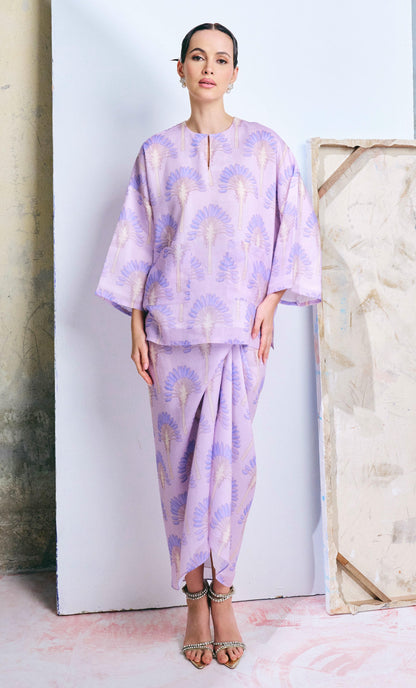 Palm Date Kurung Opah with Instant Pareo - Dusty Purple