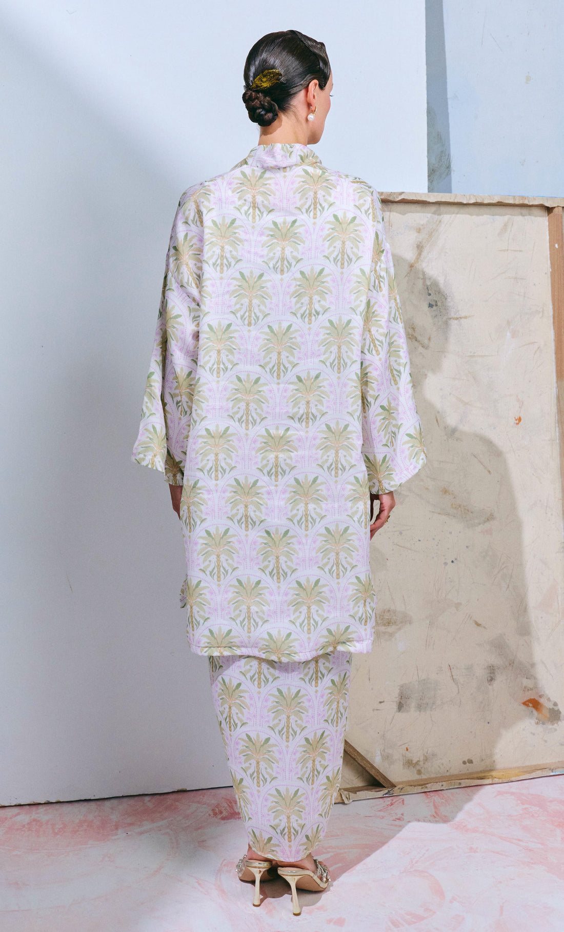 Banana Tree Long Kebaya Kimono with Instant Pareo - Off White