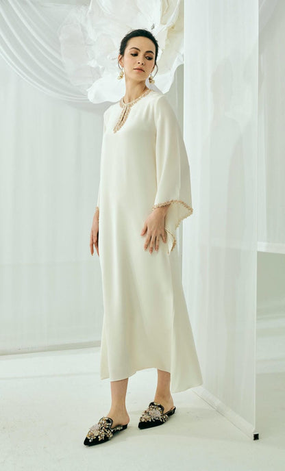 Rania Dress Set – Plain Off White Heavy Crepe