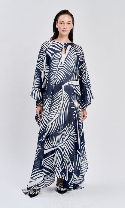 Blue Coco Leaf Zahra Kaftan Dress