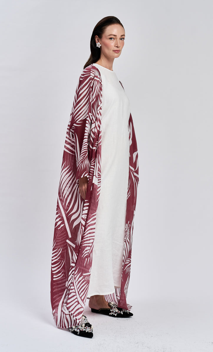 Maroon Coco Leaf Abaya Dress