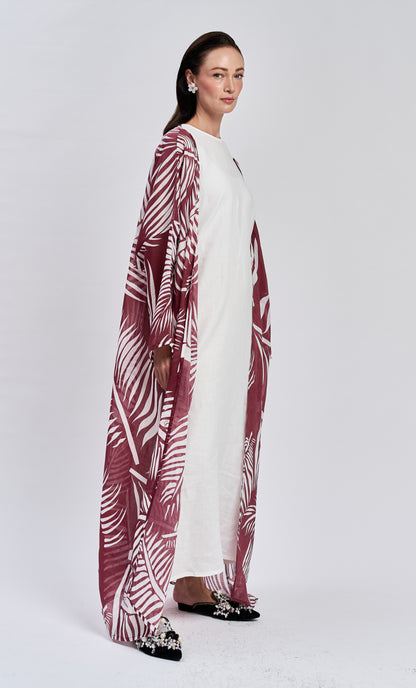 Maroon Coco Leaf Abaya Dress