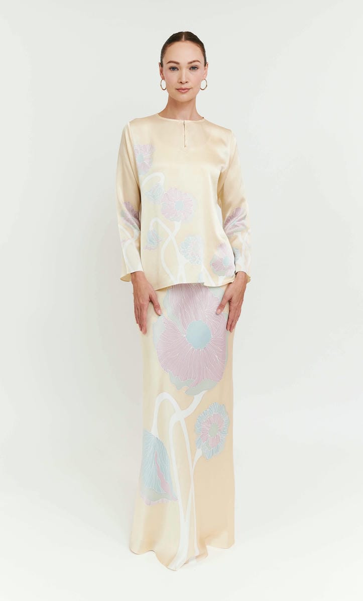 Pery Set Leher Kurung - New Poppy Satin Silk