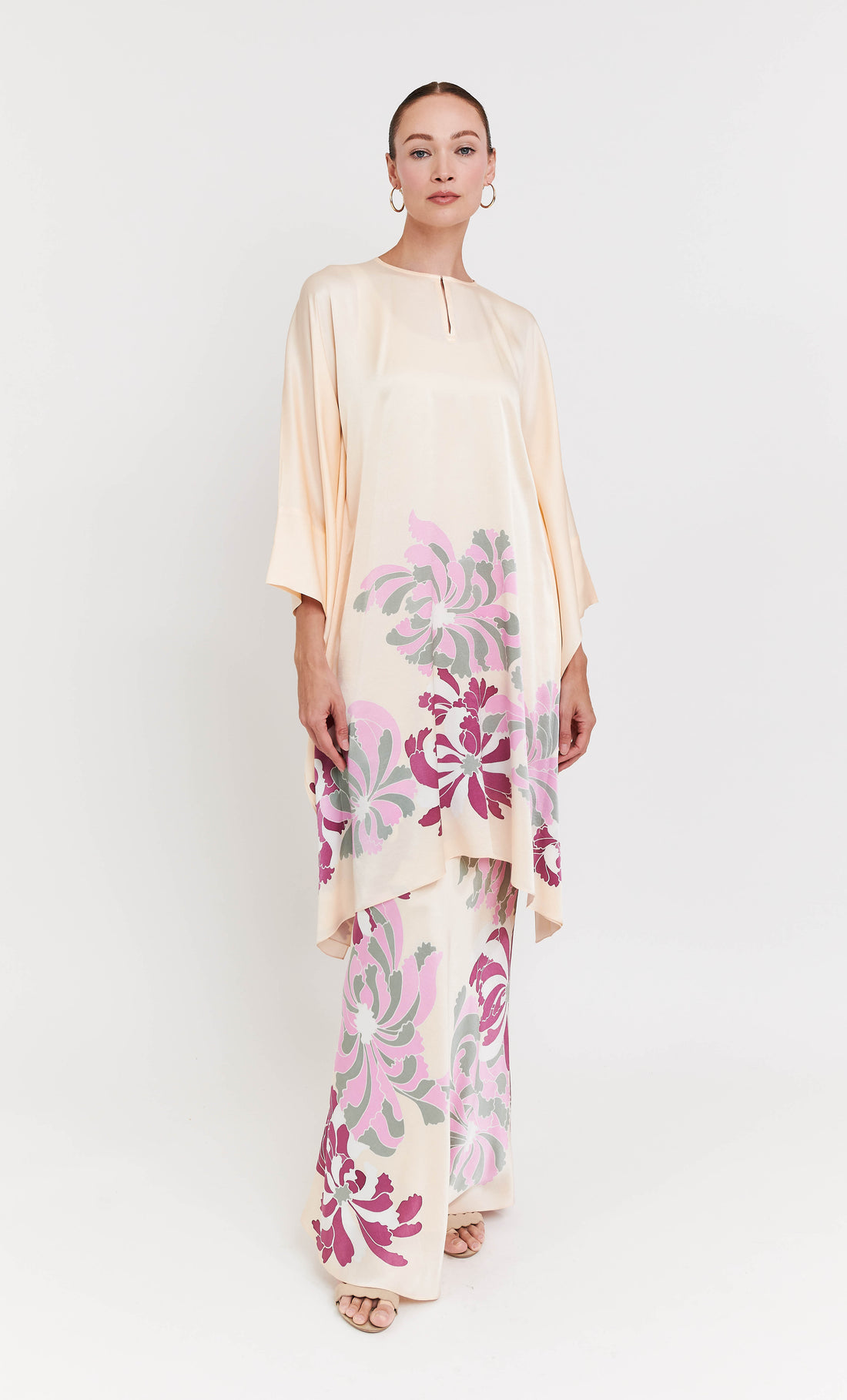 Kaftan Kurung Set - Cloudy Satin Silk