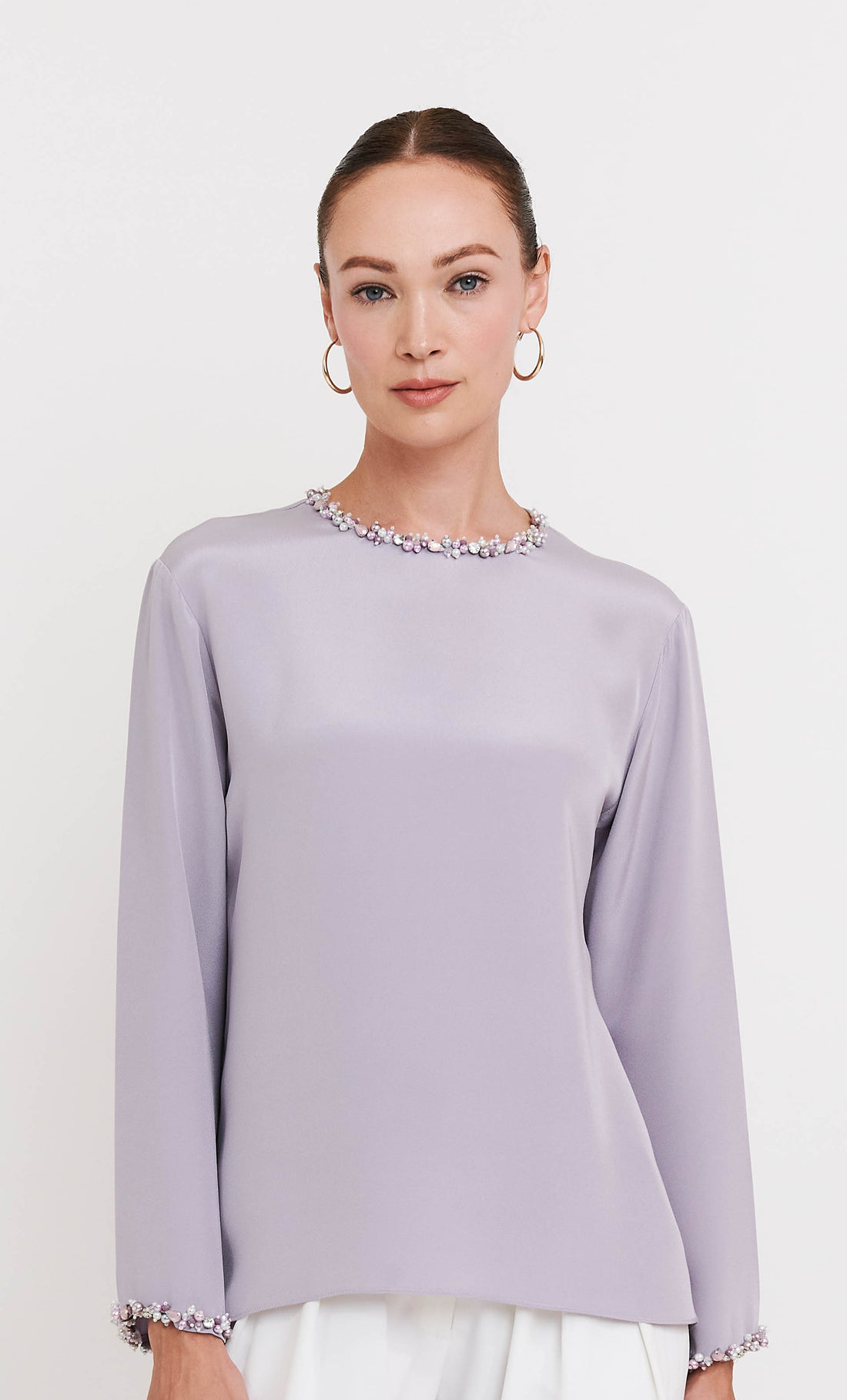 Beaded Pery Top – Lilac Luxe Silk