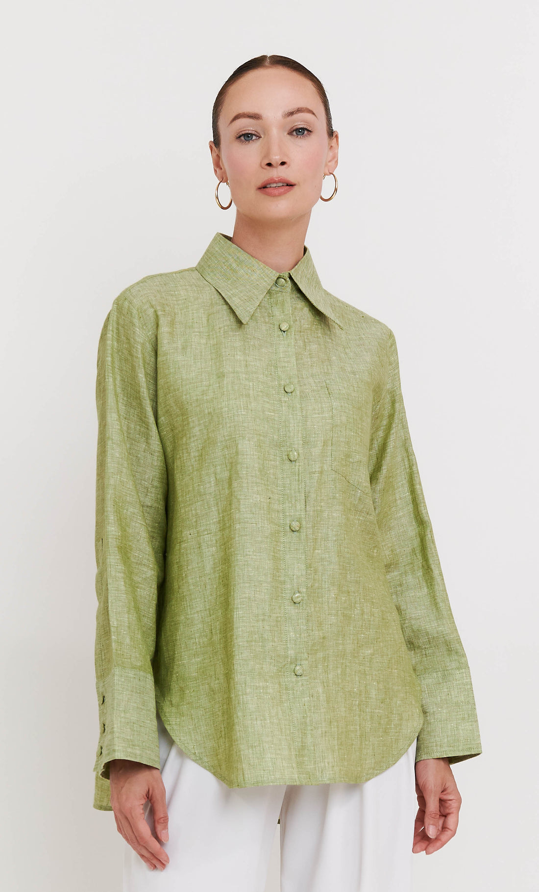 Shirt Top - Long Sleeve with Palm Tree Embroidery