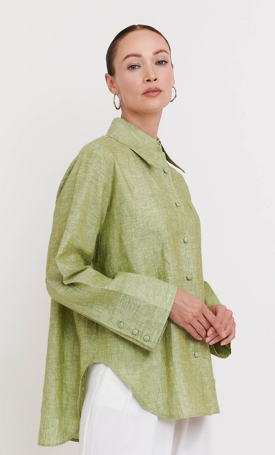 Shirt Top - Long Sleeve with Palm Tree Embroidery