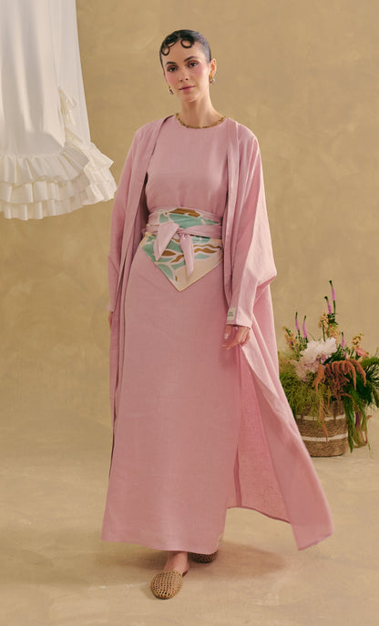 Embroidery Noor Abaya Dress Pink