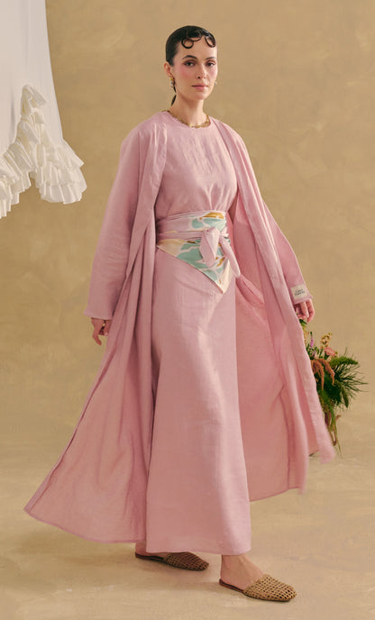 Embroidery Noor Abaya Dress Pink