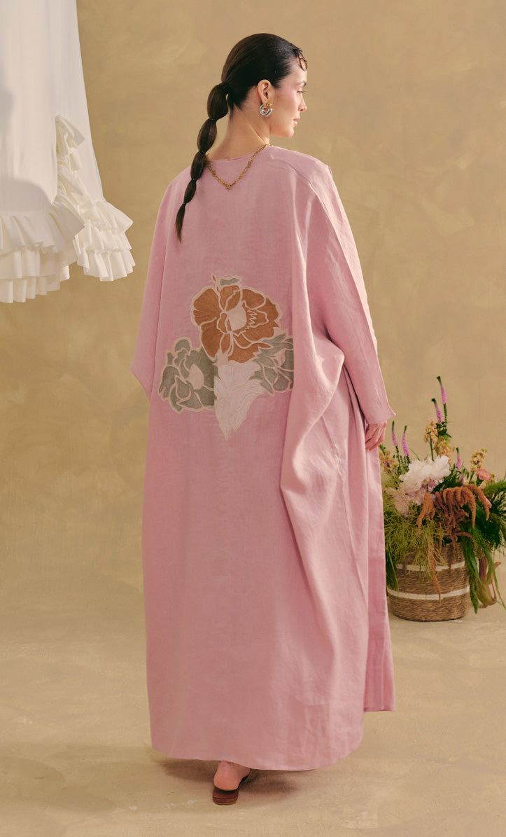 Embroidery Noor Abaya Dress Pink
