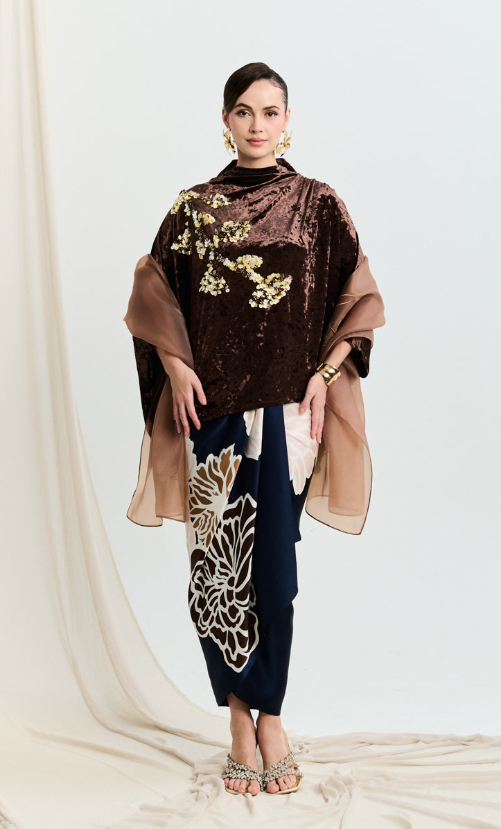 Beaded Thara Top with Dahlia Pareo