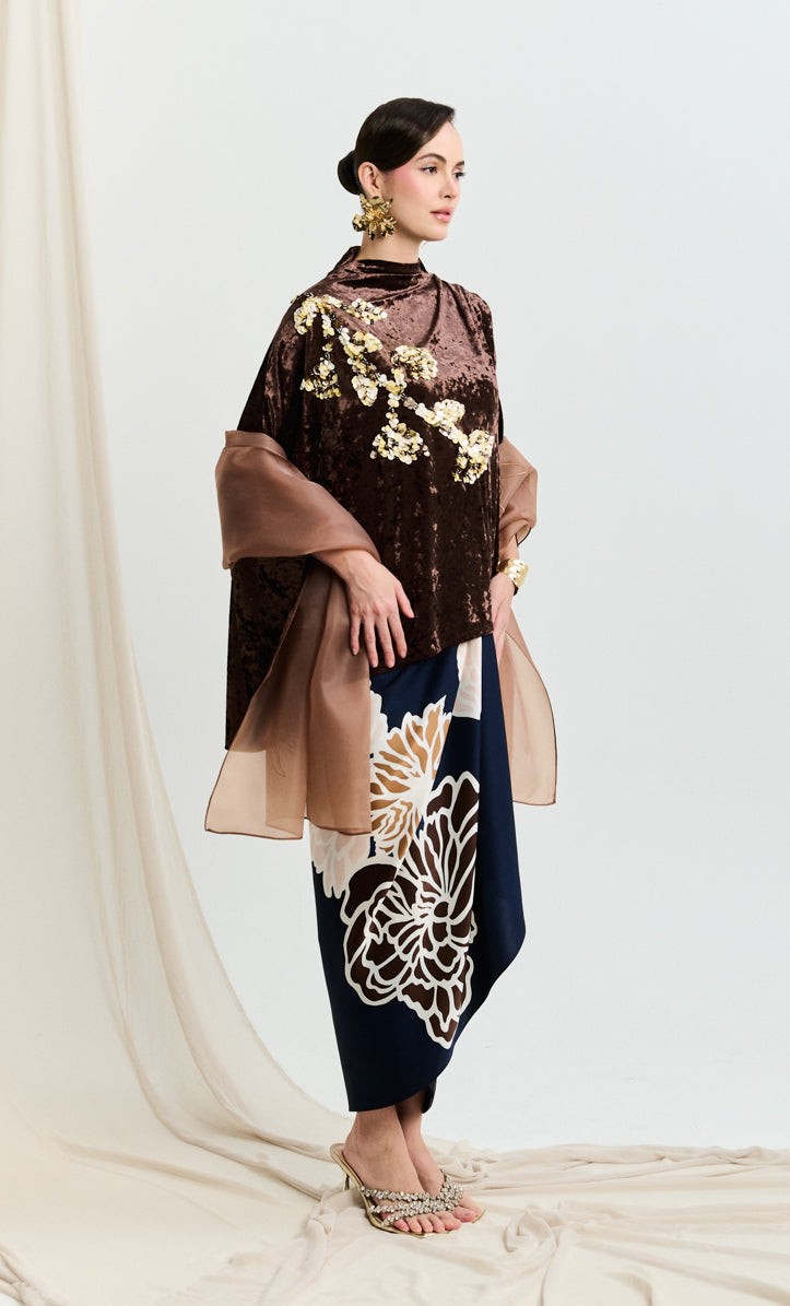 Beaded Thara Top with Dahlia Pareo