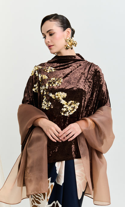 Beaded Thara Top with Dahlia Pareo