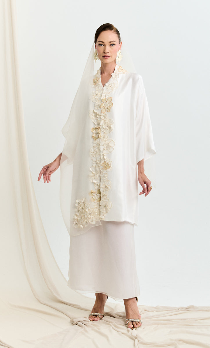 Patches and Beaded Long Kebaya Kota Bharu Set