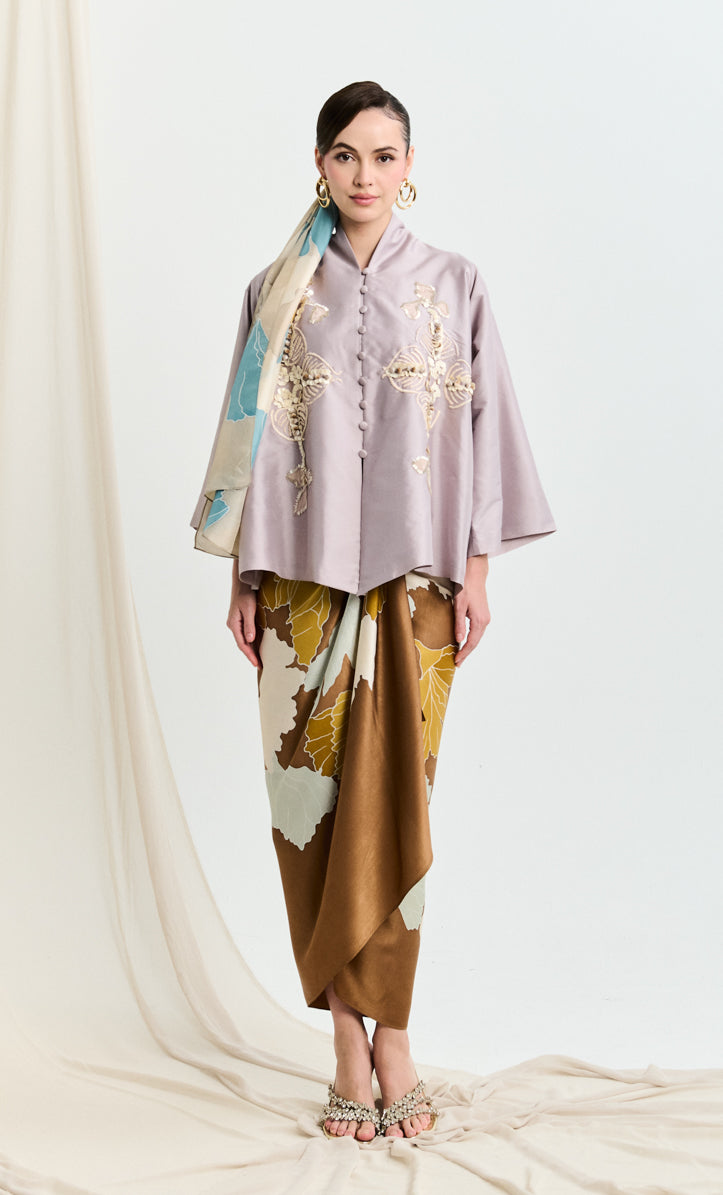 Applique and Beaded Velora Top with Petals Pareo