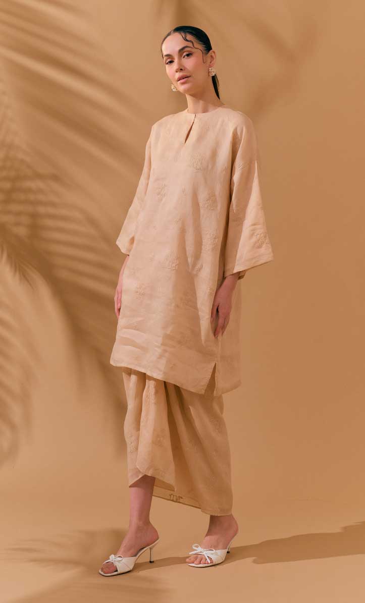 Long Kurung Opah Set - Nude