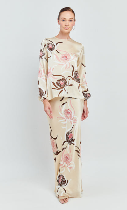 Pery Ballon Sleeve Set - Rosloe Satin Silk